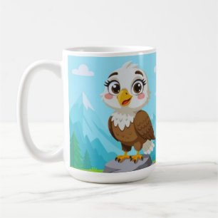 Mug Aigle de dessin animé sur un rocher – Personnage v