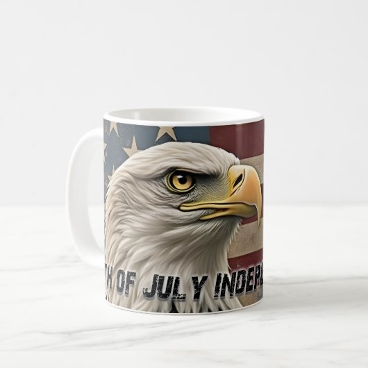 Mug Aigle majestueux et drapeau – Esprit de liberté (Devant gauche)