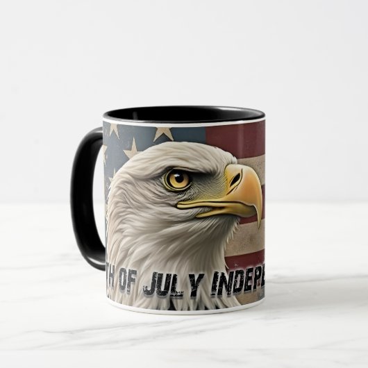 Mug Aigle majestueux et drapeau – Esprit de liberté (Devant gauche)