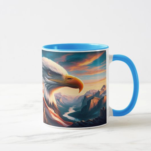 Mug Aigle Majestueux Fusionné Avec Drapeau Américain 3 (Droite)