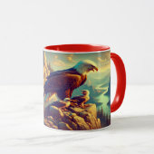 Mug Aigle perché sur le rocher avec ses bébés (Devant droit)