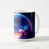Mug Aigle superposé avec paysage de coucher de soleil (Devant droit)