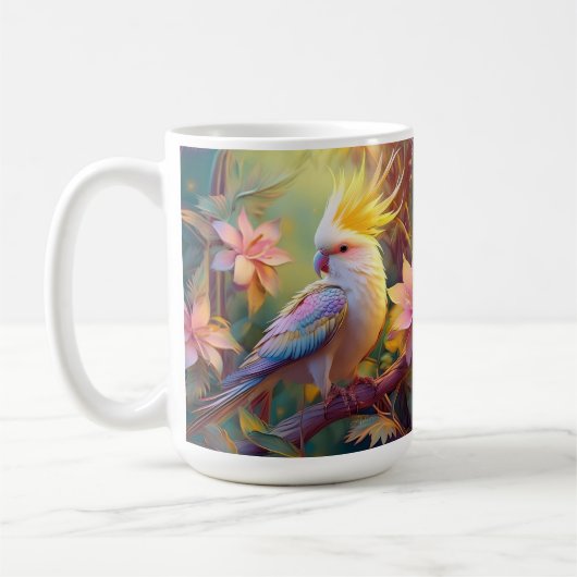 Mug Aile Iridescente Cockatiel Imaginaire Oiseau (Gauche)