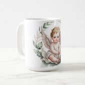 Mug Ailes d'ange à l'aquarelle Baptême Vert (Devant gauche)