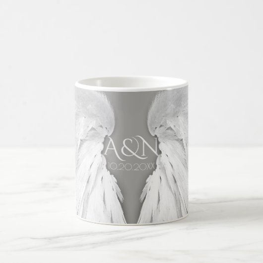 Mug AILES D'ANGE Mariage Élégant Initiales Gris (Centre)