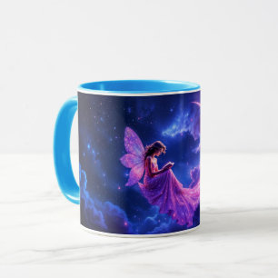 Mug ailes de fées rose brillant étoiles lumineuses art