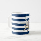 Mug Aimable Starfish, Bleu Marine Bleu Bandes Personna (Devant gauche)