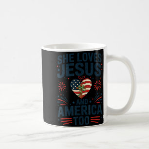 Mug Aime Jésus et l'Amérique aussi drapeau américain p