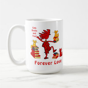 Mug Aime les chats, les livres et l'amour éternel