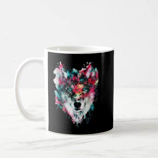 Mug Aime loups visage loup, T-shirt (Gauche)