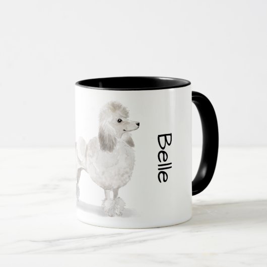 Mug Aime mon caniche (blanc) (Devant droit)