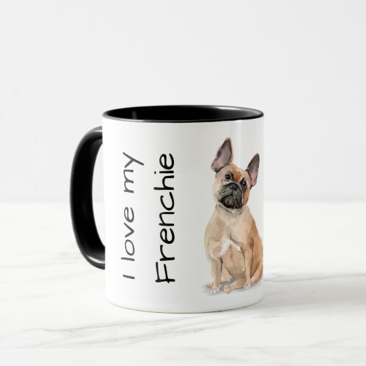 Mug Aime mon Frenchie (marron) (Devant gauche)