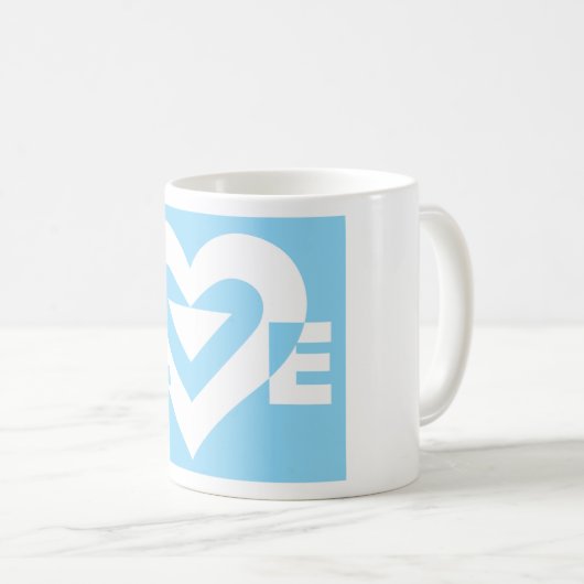 Mug Aimer Blanc sur Bleu (Devant droit)