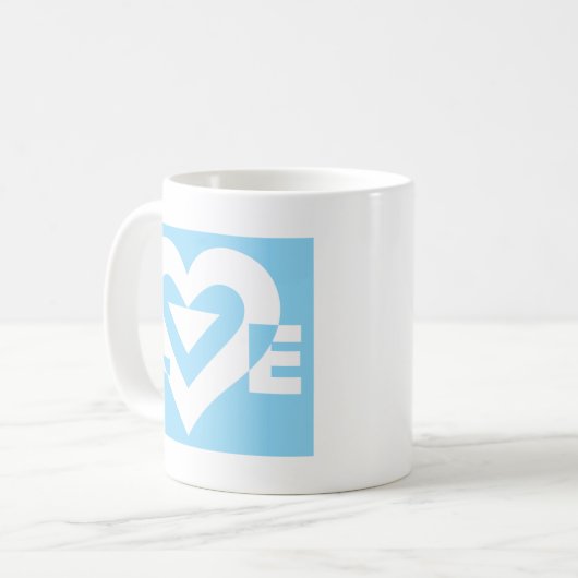 Mug Aimer Blanc sur Bleu (Devant gauche)