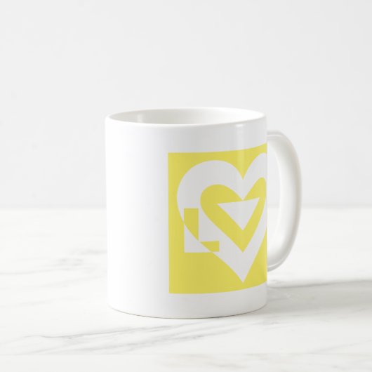 Mug Aimer Blanc sur Jaune (Devant droit)