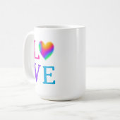 Mug AIMER Coeur arc-en-ciel (Devant gauche)