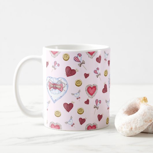 Mug Aimer Coeur coudre aquarelle (Avec donut)