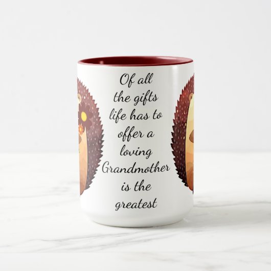 Mug Aimer Grand-Mère Citation Inspirationnelle Hérisso (Centre)