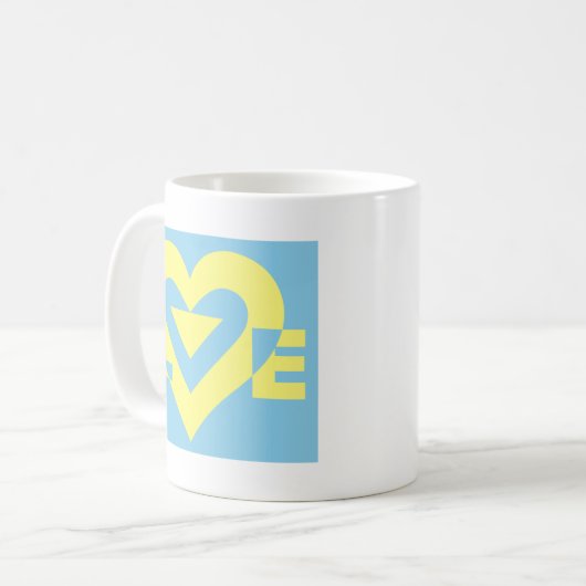 Mug Aimer jaune sur bleu (Devant gauche)
