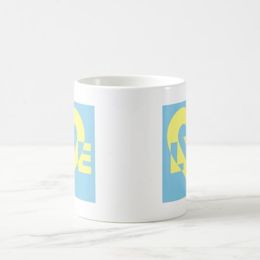 Mug Aimer jaune sur bleu (Centre)