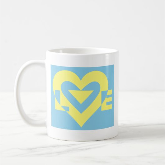 Mug Aimer jaune sur bleu (Gauche)