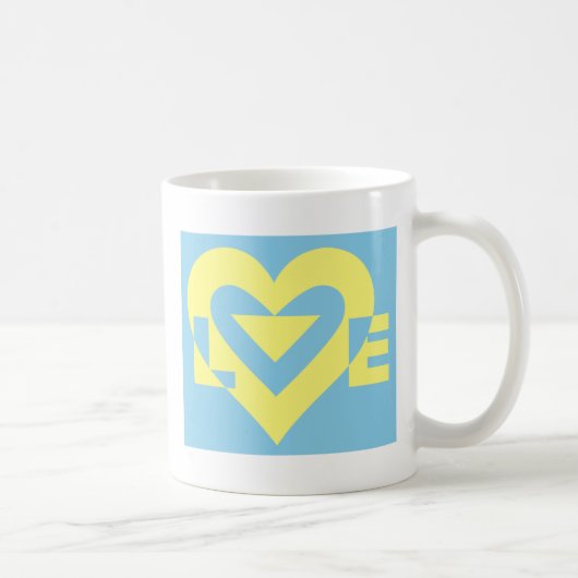 Mug Aimer jaune sur bleu (Droite)