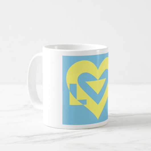 Mug Aimer jaune sur bleu (Devant gauche)