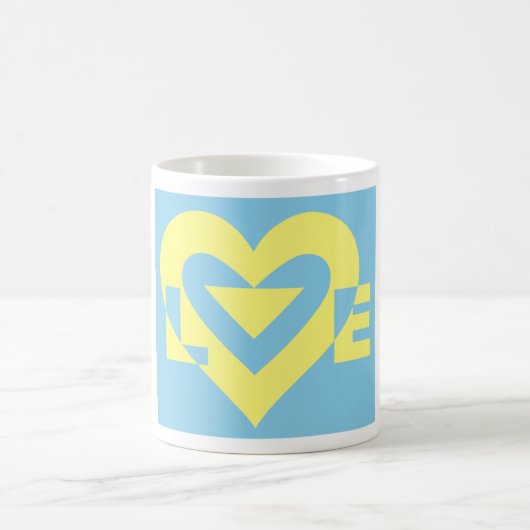 Mug Aimer jaune sur bleu (Centre)