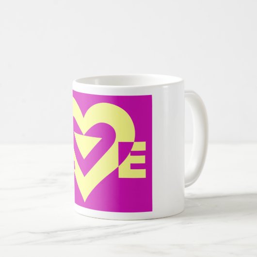 Mug Aimer Jaune sur violet (Devant droit)