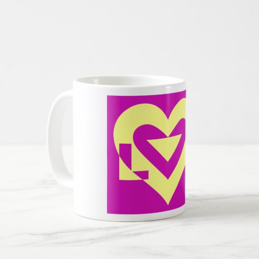 Mug Aimer Jaune sur violet (Devant gauche)