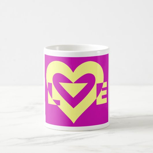 Mug Aimer Jaune sur violet (Centre)