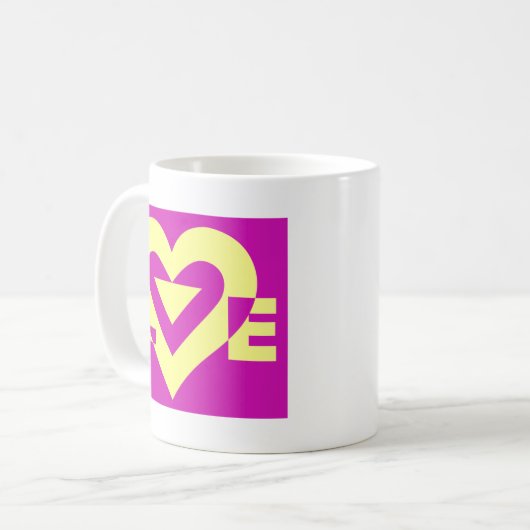 Mug Aimer Jaune sur violet (Devant gauche)