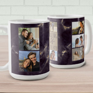Mug Aimer la vie avec toi - 7 Collage de photos Marbre