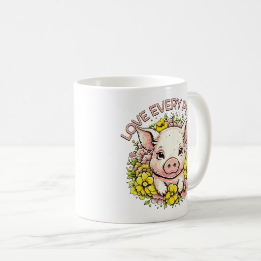 Mug Aimer les cochons en fleurs (Devant droit)