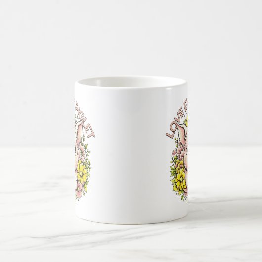 Mug Aimer les cochons en fleurs (Centre)