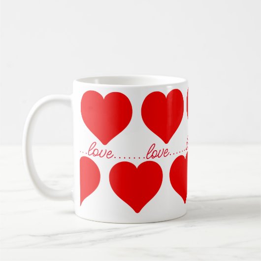 Mug Aimer les coeurs rouges (Gauche)