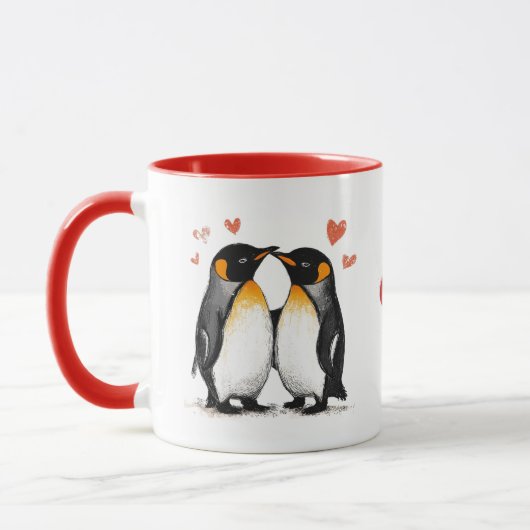 Mug Aimer les pingouins, Girfriend petit ami cadeau, P (Gauche)