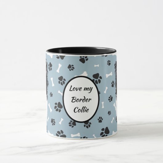 Mug Aimer Ma Frontière Collie Chien Pawprint (Centre)