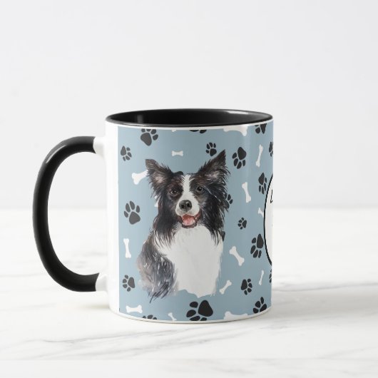 Mug Aimer Ma Frontière Collie Chien Pawprint (Gauche)