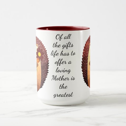 Mug Aimer Mère Citation Inspirationnelle Cute Hérisson (Centre)