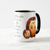 Mug Aimer Mère Citation Jardinage Hérisson Maman & béb (Devant droit)