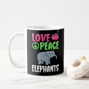 Mug Aimer Paix Eléphants Cute Zoo Animaux Eléphants