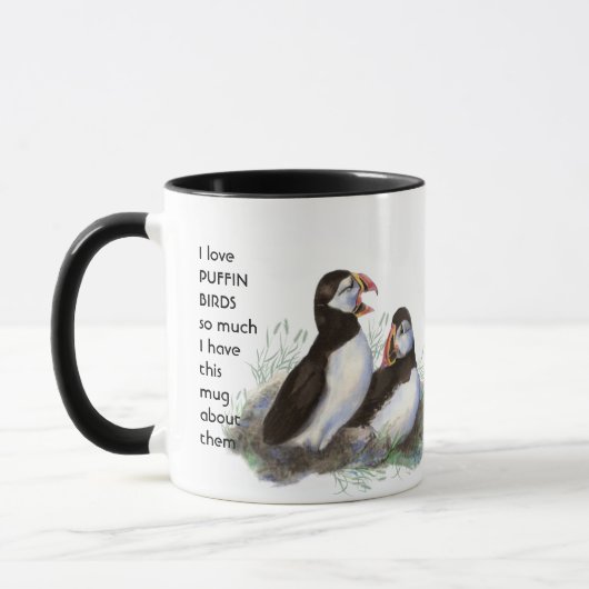 Mug Aimer PUFFIN OISEAUX tellement je me moque Citatio (Gauche)