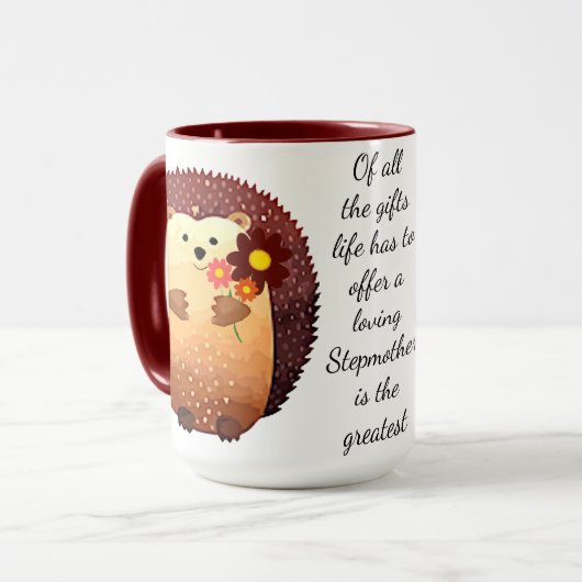 Mug Aimer Stepmère Citation Inspirationnelle Hérisson (Devant gauche)