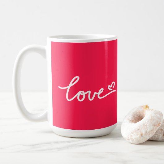 Mug Aimer texte blanc sur rose (Avec donut)