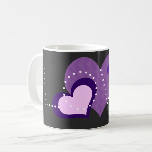 Mug Aimez les cœurs violets (Devant gauche)