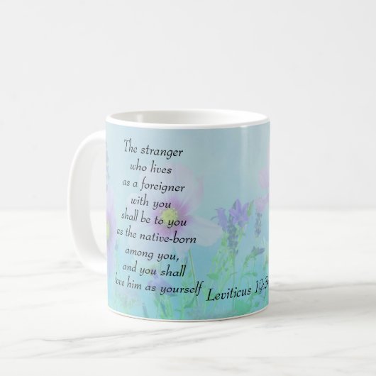 Mug Aimez l'étranger comme vous-même, Leviticus19 (Devant gauche)