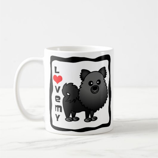 Mug Aimez mon Pomeranian - noir (Gauche)