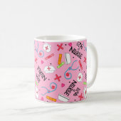Mug Aimez un rose d'art d'infirmière avec des (Devant droit)