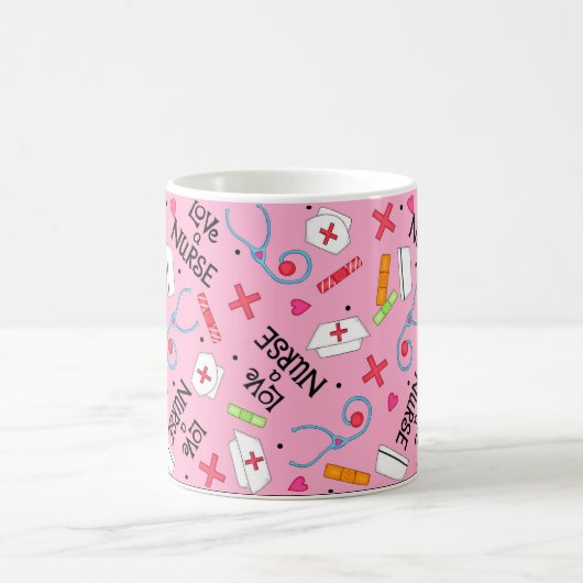 Mug Aimez un rose d'art d'infirmière avec des (Centre)